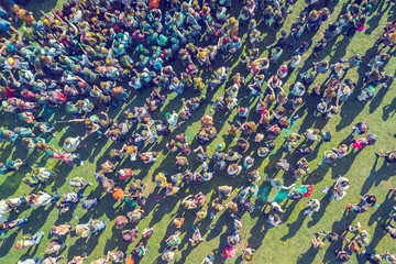 Wall Mural - View from the height of the people at the Holi Colors Festival