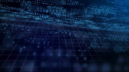 Poster - Digital network data grid technology background blue 2