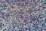 View from the height of the crowd of people on the asphalt