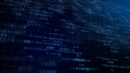 Poster - Digital network data grid technology background blue