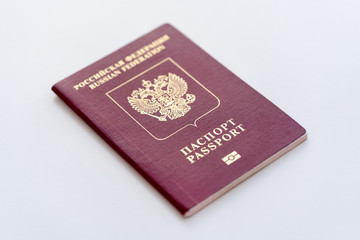 Wall Mural - Red Russian passport on white background. Isolated