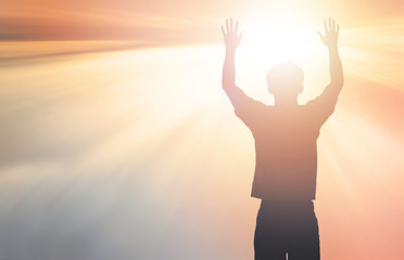 Wall Mural - human hands open palm up worship