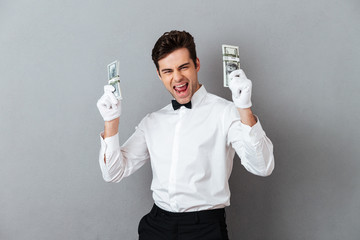 Sticker - Portrait of a cheerful happy male waiter