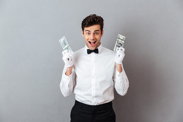 Sticker - Portrait of a happy successful male waiter