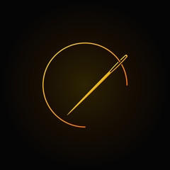  Yellow needle with thread vector icon
