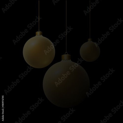 Merry Christmas Background With Golden Christmas Balls Black And