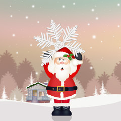 Poster - funny Santa Claus with snowflake