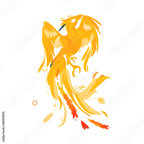 Mythical Mythological Fictional Phoenix Bird Character Rebirth Renewal Symbol Flat Cartoon Vector Illustration Isolated On White Background Mythical Phoenix Bird Creature From Fairy Tales Buy This Stock Vector And Explore Similar