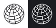 Vector global communications icon. Two-tone version on black and white background