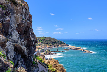 Canvas Print - Felsen Castelsardo Hafen Stadt Mittelmeerküste