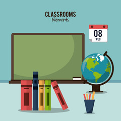 Poster - Classroom elements design icon vector illustration graphic design