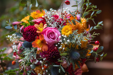beautiful colorful mixed flower bouquet