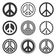 Hippie Peace Signs Set on White Background. Vector