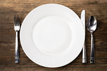 Empty plate with silverware