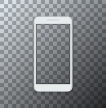 Vector Modern Smartphone With Empty Screen On Transparent Background.