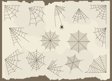 Cobweb Vector Frame Border Set And Dividers Isolated On Grunge Background With Spider Web For Spiderweb Scary Design