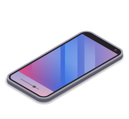 Poster - Isometric mobile phone with colorful display. Smartphone illustration isolated on white transparent background. Vector eps 10.