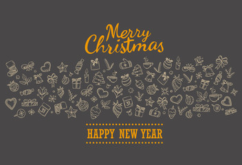 Poster - Merry Christmas holiday lettering greeting card. Merry christmas and happy new year