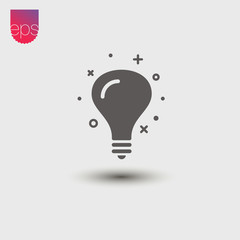 Poster - Lightbulb simple Vector Icon. Vector emblem isolated on grey background