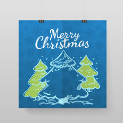 Poster - Merry Christmas greeting card. Vector template for Christmas greetings. Vector text calligraphic lettering
