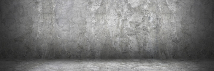 Poster - horizontal cement wall and floor with shadow for pattern and background