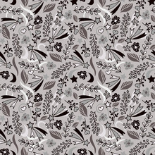 Floral Seamless Pattern In Black And White, Vector