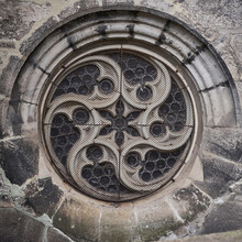 Old Gothic Cathedral Round Window.