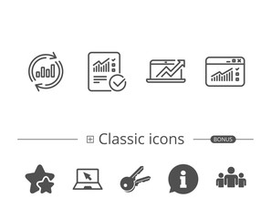 Aufkleber - Analysis line icons. Chart, Report and Browser.