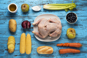 Canvas Print - ingredients to prepare a stuffed turkey