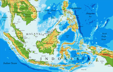 Wall Mural - Indonesia physical map