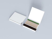 Blank Matches White Book Mock Up, Red Matches 3d Rendering