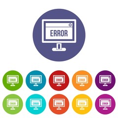 Poster - Error sign on a computer monitor set icons