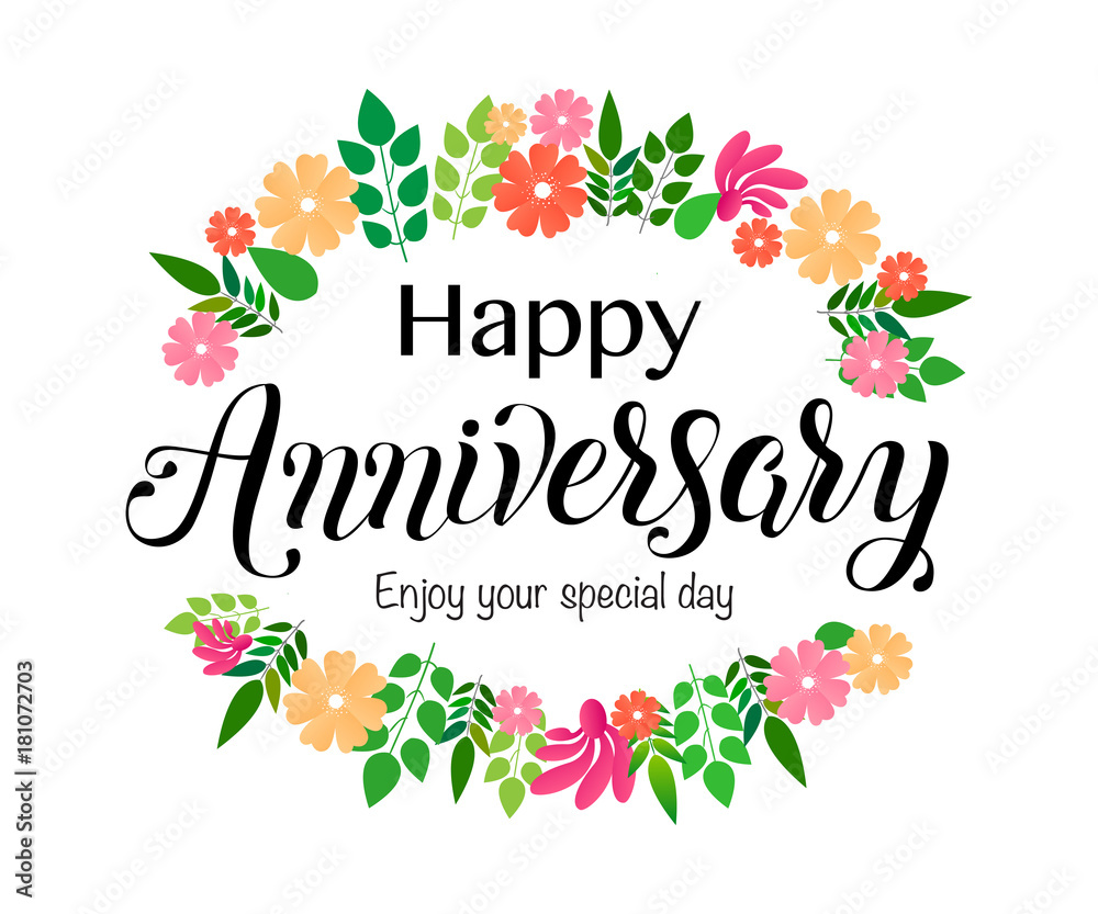 Happy Anniversary hand lettering Stock Vector | Adobe Stock