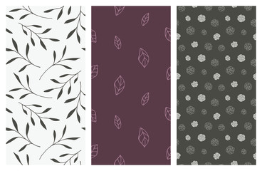 Wall Mural - vector seamless patterns with flowers and leaves