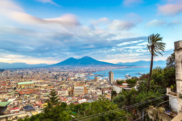 Sticker - Napoli  and mount Vesuvius in  Italy