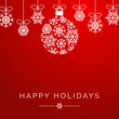 © kayteedesign - Red Snowflake Ornament Happy Holidays Square Vector Background 1