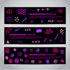 Wall Mural - vector set of abstract memphis style retro banners