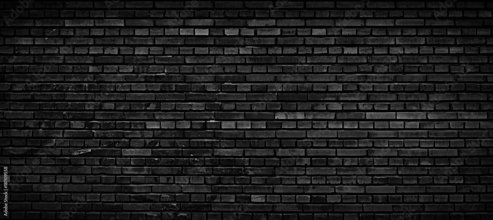 Black brick wall background. - obrazy, fototapety, plakaty 