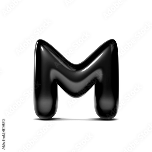 glossy letter M bubble font isolated on white background. 3D Rendering