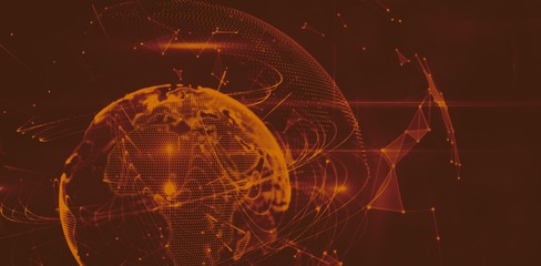 Poster - Global technology background in blue