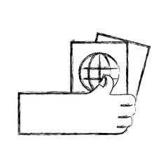 Sticker - figure hand with passport to travel document id