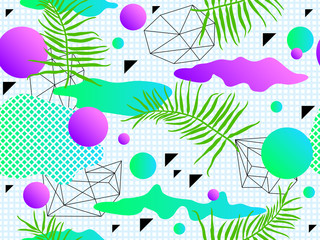 Wall Mural - seamless geometric pattern in retro 80s 90s style. doodle geometric shapes. abstract vector retro me