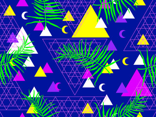 Wall Mural - seamless geometric pattern in retro 80s 90s style. doodle geometric shapes. abstract vector retro me