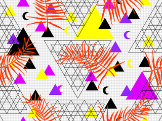Wall Mural - seamless geometric pattern in retro 80s 90s style. doodle geometric shapes. abstract vector retro me