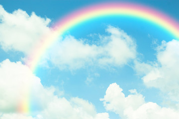Wall Mural - Rainbow in blue sky with Cloud.