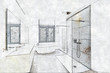 © pbombaert - Sketch of a Tiled bathroom and shower