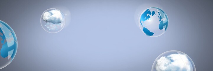 Poster - Cloud world bubbles in front of vignette