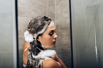 girl washing hair