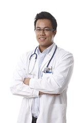 Wall Mural - Portrait of confident young male doctor