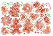 Gingerbread cookies Christmas watercolor set